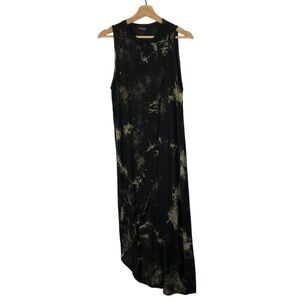 Young At Heart Black Bleach Dyed Maxi Tank Top M